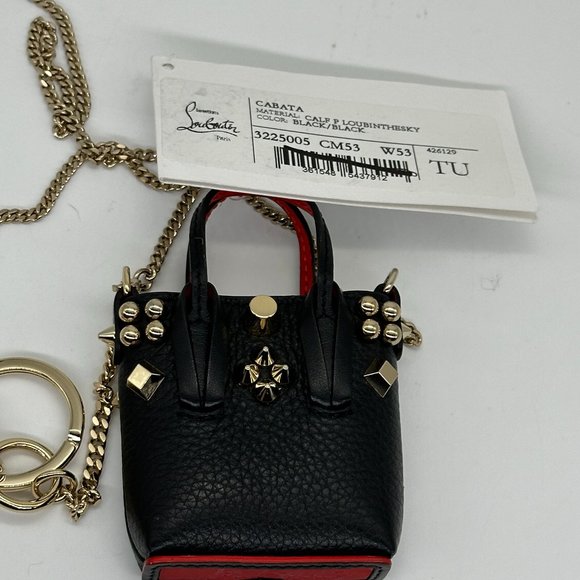 Christian Louboutin CABATA Leather Crossbody Chain AirPods Case Key Ring Bag - Picture 15 of 15
